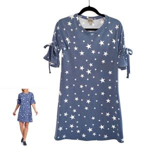 Como Vintage Star Print Ruffle Sweater Dress